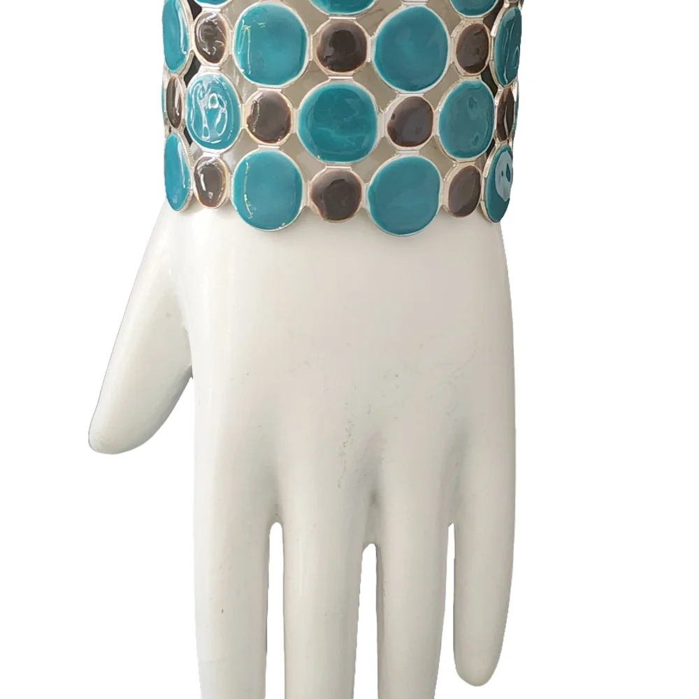 Elegant Enamel Cuff Bracelet Black and Blue Bracelet Fashion Costume Jewelry - Picture 5 of 11